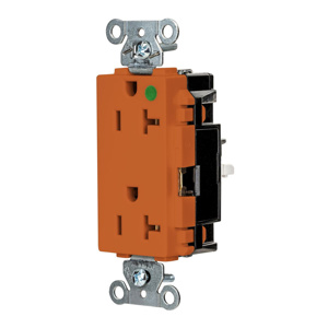 Hubbell Wiring Straight Blade Decorator Duplex Receptacles 20 A 125 V 2P3W 5-20R Hospital EdgeConnect™ Style Line® HBL® Extra Heavy Duty Max Dry Location Orange