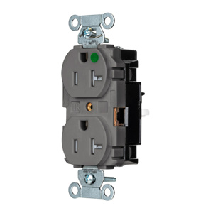 Hubbell Wiring Straight Blade Duplex Receptacles 20 A 125 V 2P3W 5-20R Hospital EdgeConnect™ Hubbell-Pro™ Tamper-resistant Gray