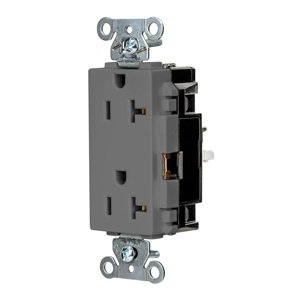 Hubbell Wiring Straight Blade Decorator Duplex Receptacles 20 A 125 V 2P3W 5-20R Specification EdgeConnect™ Style Line® HBL® Extra Heavy Duty Max Dry Location Gray