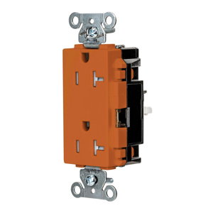 Hubbell Wiring Straight Blade Decorator Duplex Receptacles 20 A 125 V 2P3W 5-20R Specification EdgeConnect™ Style Line® HBL® Extra Heavy Duty Max Tamper-resistant Orange