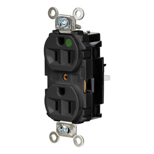 Hubbell Wiring Straight Blade Duplex Receptacles 15 A 125 V 2P3W 5-15R Hospital EdgeConnect™ HBL® Extra Heavy Duty Max Dry Location Black