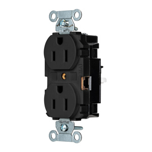 Hubbell Wiring Straight Blade Duplex Receptacles 15 A 125 V 2P3W 5-15R Commercial EdgeConnect™ Hubbell-Pro™ Dry Location Black
