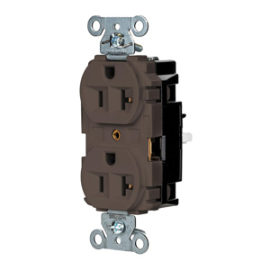 Hubbell Wiring Straight Blade Duplex Receptacles 20 A 125 V 2P3W 5-20R Commercial/Industrial EdgeConnect™ Hubbell-Pro™ Dry Location Brown