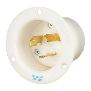 Hubbell Wiring Locking Flanged Inlets 20 A 250 V 2P3W L6-20P EdgeConnect™ Twist-Lock® Insulgrip®