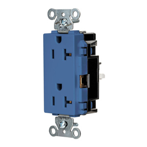 Hubbell Wiring Straight Blade Decorator Duplex Receptacles 20 A 125 V 2P3W 5-20R Commercial EdgeConnect™ Style Line® Dry Location Blue