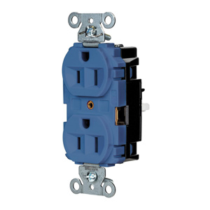 Hubbell Wiring Straight Blade Duplex Receptacles 15 A 125 V 2P3W 5-15R Industrial EdgeConnect™ Hubbell-Pro™ Dry Location Blue