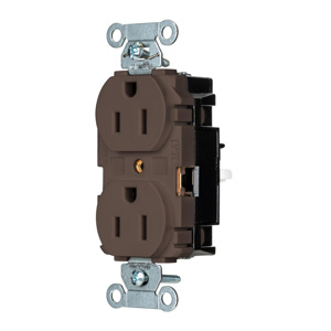 Hubbell Wiring Straight Blade Duplex Receptacles 15 A 125 V 2P3W 5-15R Commercial EdgeConnect™ Dry Location Brown