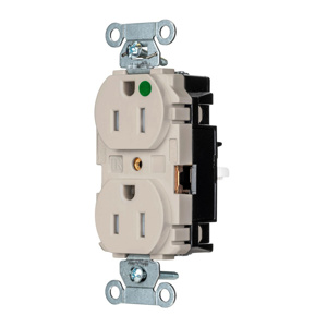 Hubbell Wiring Straight Blade Duplex Receptacles 15 A 125 V 2P3W 5-15R Hospital EdgeConnect™ Hubbell-Pro™ Tamper-resistant Light Almond