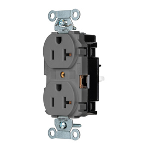 Hubbell Wiring Straight Blade Duplex Receptacles 20 A 125 V 2P3W 5-20R Commercial EdgeConnect™ Dry Location Gray