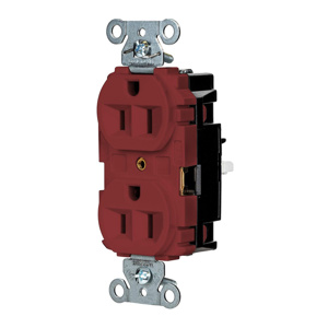 Hubbell Wiring Straight Blade Duplex Receptacles 15 A 125 V 2P3W 5-15R Industrial EdgeConnect™ Hubbell-Pro™ Dry Location Red