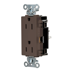 Hubbell Wiring Straight Blade Decorator Duplex Receptacles 15 A 125 V 2P3W 5-15R Commercial EdgeConnect™ Style Line® Dry Location Brown