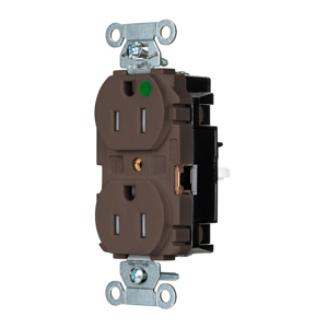 Hubbell Wiring Straight Blade Duplex Receptacles 15 A 125 V 2P3W 5-15R Hospital EdgeConnect™ Hubbell-Pro™ Tamper-resistant Brown