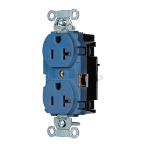 Hubbell Wiring Straight Blade Duplex Receptacles 20 A 125 V 2P3W 5-20R Commercial EdgeConnect™ Hubbell-Pro™ Dry Location Blue