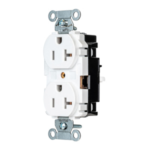 Hubbell Wiring Straight Blade Duplex Receptacles 20 A 125 V 2P3W 5-20R Commercial EdgeConnect™ Dry Location White