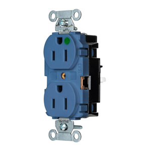Hubbell Wiring Straight Blade Duplex Receptacles 15 A 125 V 2P3W 5-15R Hospital EdgeConnect™ Hubbell-Pro™ Dry Location Blue