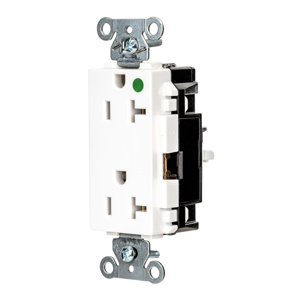 Hubbell Wiring Straight Blade Decorator Duplex Receptacles 20 A 125 V 2P3W 5-20R Hospital EdgeConnect™ Style Line® HBL® Extra Heavy Duty Max Dry Location White