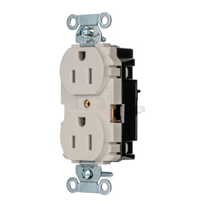 Hubbell Wiring Straight Blade Duplex Receptacles 15 A 125 V 2P3W 5-15R Commercial EdgeConnect™ Hubbell-Pro™ Dry Location Light Almond
