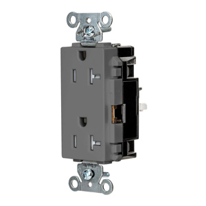 Hubbell Wiring Straight Blade Decorator Duplex Receptacles 20 A 125 V 2P3W 5-20R Commercial EdgeConnect™ Style Line® Tamper-resistant Gray