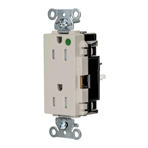 Hubbell Wiring Straight Blade Decorator Duplex Receptacles 15 A 125 V 2P3W 5-15R Hospital EdgeConnect™ Style Line® HBL® Extra Heavy Duty Max Tamper-resistant Light Almond