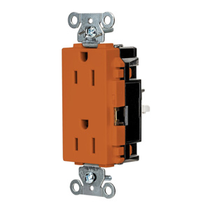 Hubbell Wiring Straight Blade Decorator Duplex Receptacles 15 A 125 V 2P3W 5-15R Commercial EdgeConnect™ Style Line® Dry Location Orange