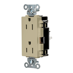 Hubbell Wiring Straight Blade Decorator Duplex Receptacles 15 A 125 V 2P3W 5-15R Commercial EdgeConnect™ Style Line® Dry Location Ivory