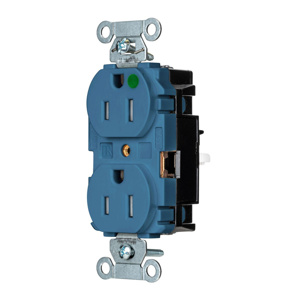 Hubbell Wiring Straight Blade Duplex Receptacles 15 A 125 V 2P3W 5-15R Hospital EdgeConnect™ Hubbell-Pro™ Tamper-resistant Blue