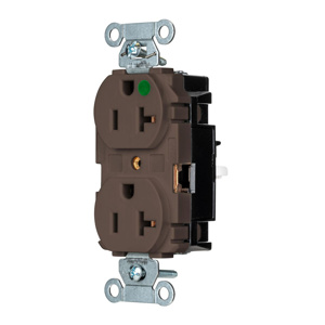 Hubbell Wiring Straight Blade Duplex Receptacles 20 A 125 V 2P3W 5-20R Hospital EdgeConnect™ Hubbell-Pro™ Dry Location Brown