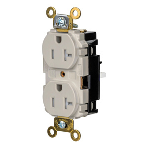 Hubbell Wiring Straight Blade Duplex Receptacles 20 A 125 V 2P3W 5-20R Specification EdgeConnect™ HBL® Extra Heavy Duty Max Tamper-resistant Light Almond