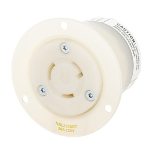 Hubbell Wiring Locking Flanged Receptacles 20 A 125 V 2P3W L5-20R EdgeConnect™ Twist-Lock® Insulgrip®