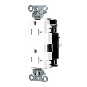 Hubbell Wiring Straight Blade Decorator Duplex Receptacles 20 A 125 V 2P3W 5-20R Specification EdgeConnect™ Style Line® HBL® Extra Heavy Duty Max Tamper-resistant White