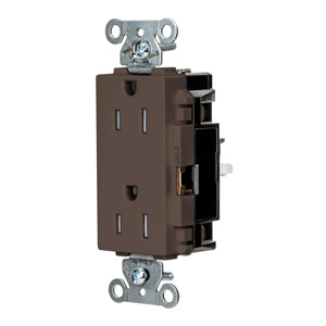 Hubbell Wiring Straight Blade Decorator Duplex Receptacles 15 A 125 V 2P3W 5-15R Specification EdgeConnect™ Style Line® HBL® Extra Heavy Duty Max Tamper-resistant Brown