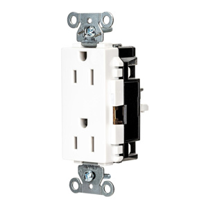 Hubbell Wiring Straight Blade Decorator Duplex Receptacles 15 A 125 V 2P3W 5-15R Specification EdgeConnect™ Style Line® HBL® Extra Heavy Duty Max Dry Location White