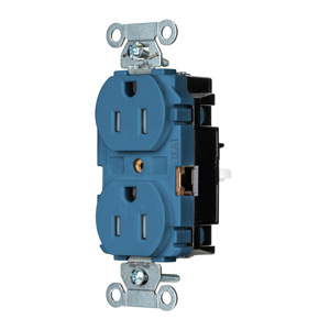 Hubbell Wiring Straight Blade Duplex Receptacles 15 A 125 V 2P3W 5-15R Commercial EdgeConnect™ Tamper-resistant Blue