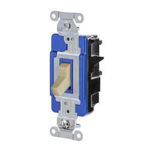Hubbell Wiring SPST Toggle Light Switches 15 A 120/277 V EdgeConnect™ HBL® Extra Heavy Duty HBL1201ST No Illumination Ivory