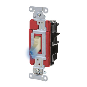 Hubbell Wiring 3-Way, SPST Toggle Light Switches 20 A 120/277 V EdgeConnect™ HBL® Extra Heavy Duty HBL1223 Illuminated Ivory