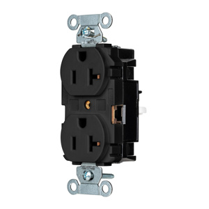 Hubbell Wiring Straight Blade Duplex Receptacles 20 A 125 V 2P3W 5-20R Commercial EdgeConnect™ Hubbell-Pro™ Dry Location Black