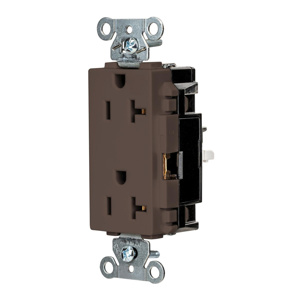 Hubbell Wiring Straight Blade Decorator Duplex Receptacles 20 A 125 V 2P3W 5-20R Specification EdgeConnect™ Style Line® HBL® Extra Heavy Duty Max Dry Location Brown