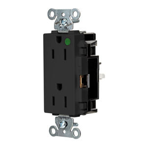 Hubbell Wiring Straight Blade Decorator Duplex Receptacles 15 A 125 V 2P3W 5-15R Hospital EdgeConnect™ Style Line® HBL® Extra Heavy Duty Max Dry Location Black