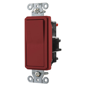 Hubbell Wiring SPST Rocker Light Switches 15 A 120/277 V EdgeConnect™ Style Line® DS115 No Illumination Red