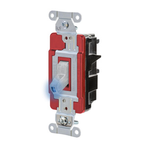 Hubbell Wiring SPST Toggle Light Switches 20 A 120/277 V EdgeConnect™ HBL® Extra Heavy Duty HBL1221 Illuminated Ivory