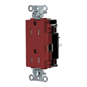 Hubbell Wiring Straight Blade Decorator Duplex Receptacles 15 A 125 V 2P3W 5-15R Commercial EdgeConnect™ Style Line® Tamper-resistant Red
