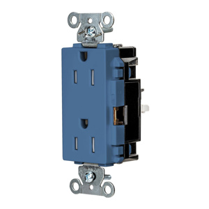 Hubbell Wiring Straight Blade Decorator Duplex Receptacles 15 A 125 V 2P3W 5-15R Commercial EdgeConnect™ Style Line® Tamper-resistant Blue