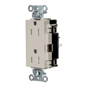 Hubbell Wiring Straight Blade Decorator Duplex Receptacles 15 A 125 V 2P3W 5-15R Commercial EdgeConnect™ Style Line® Tamper-resistant Light Almond