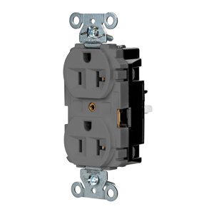 Hubbell Wiring Straight Blade Duplex Receptacles 20 A 125 V 2P3W 5-20R Commercial/Industrial EdgeConnect™ Hubbell-Pro™ Dry Location Gray