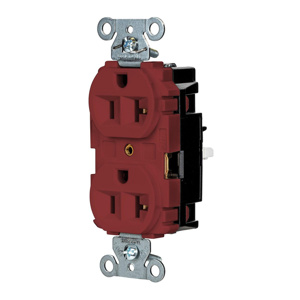 Hubbell Wiring Straight Blade Duplex Receptacles 20 A 125 V 2P3W 5-20R Commercial/Industrial EdgeConnect™ Hubbell-Pro™ Dry Location Red