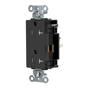 Hubbell Wiring Straight Blade Decorator Duplex Receptacles 20 A 125 V 2P3W 5-20R Commercial EdgeConnect™ Style Line® Tamper-resistant Black