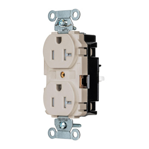 Hubbell Wiring Straight Blade Duplex Receptacles 20 A 125 V 2P3W 5-20R Commercial EdgeConnect™ Tamper-resistant Light Almond