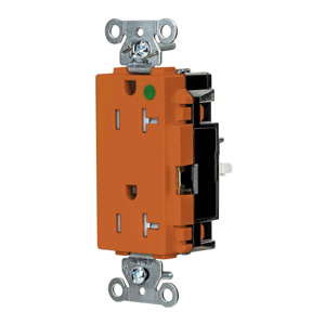 Hubbell Wiring Straight Blade Decorator Duplex Receptacles 20 A 125 V 2P3W 5-20R Hospital EdgeConnect™ Style Line® HBL® Extra Heavy Duty Max Tamper-resistant Orange