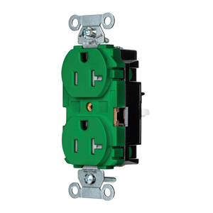 Hubbell Wiring Straight Blade Duplex Receptacles 20 A 125 V 2P3W 5-20R Commercial EdgeConnect™ Tamper-resistant Green