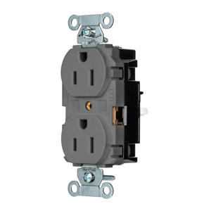 Hubbell Wiring Straight Blade Duplex Receptacles 15 A 125 V 2P3W 5-15R Commercial EdgeConnect™ Dry Location Gray